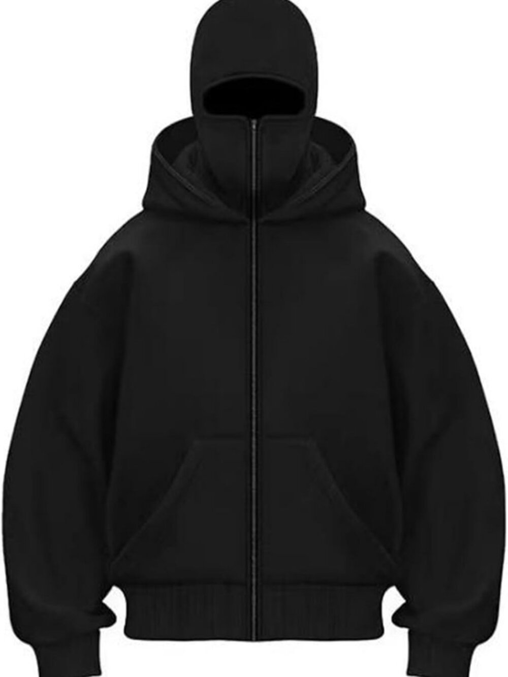 Men's Winter Double Hoodie Sweatshirt, Zip Pocket, Windproof Warm Sports Jacket